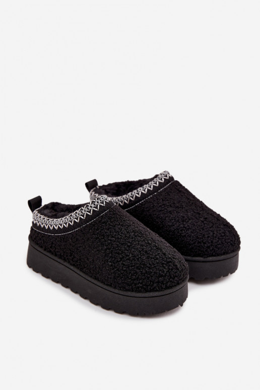 Botas de neve infantis para jovens com pelagem tipo Baranek em preto Selathiel