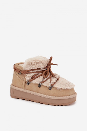 Botas de neve infantis na cor areia com pelo D.Franklin DFSH370011
