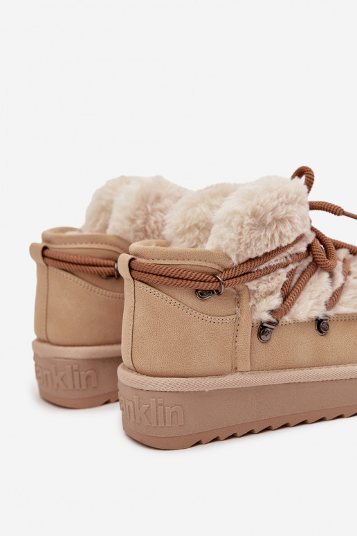 Botas de neve infantis na cor areia com pelo D.Franklin DFSH370011