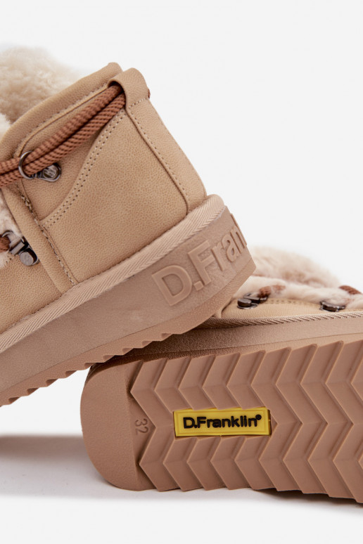 Botas de neve infantis na cor areia com pelo D.Franklin DFSH370011