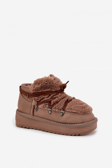 Botas de neve infantis na cor marrom com pelo D.Franklin DFSH370011