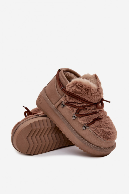 Botas de neve infantis na cor marrom com pelo D.Franklin DFSH370011