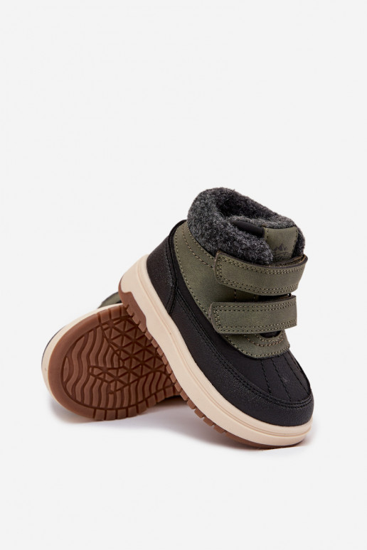 Botas de neve infantis verde e preto com fechos adesivos Darlene