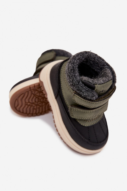 Botas de neve infantis verde e preto com fechos adesivos Darlene