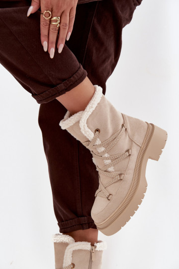 Botas femininas de cano longo para neve, cor areia, Irmara