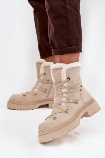Botas femininas de cano longo para neve, cor areia, Irmara 2