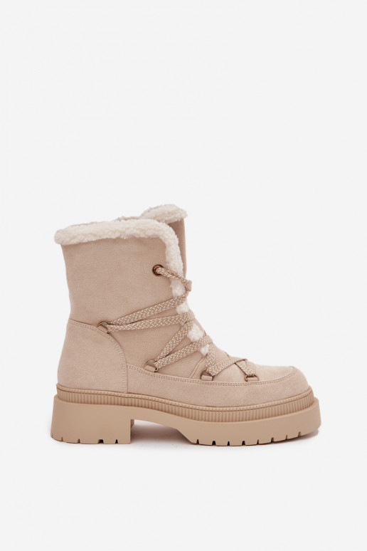 Botas femininas de cano longo para neve, cor areia, Irmara