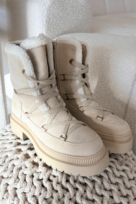 Botas femininas de cano longo para neve, cor areia, Irmara