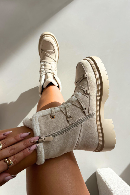 Botas femininas de cano longo para neve, cor areia, Irmara