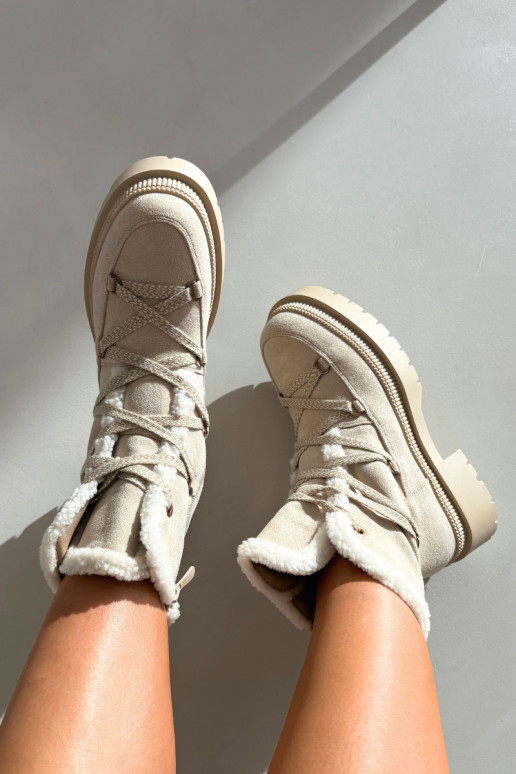 Botas femininas de cano longo para neve, cor areia, Irmara