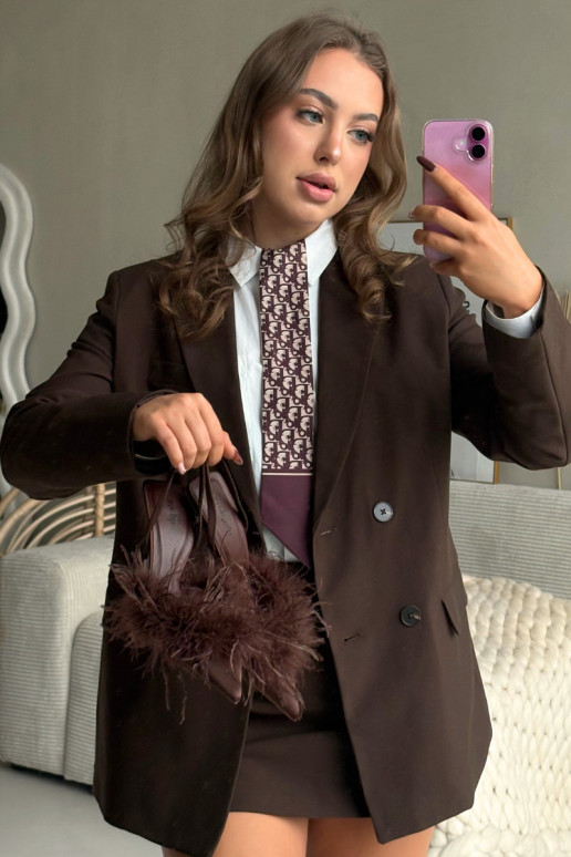 Sapatos de salto alto com penas e calcanhar aberto na cor chocolate Belice