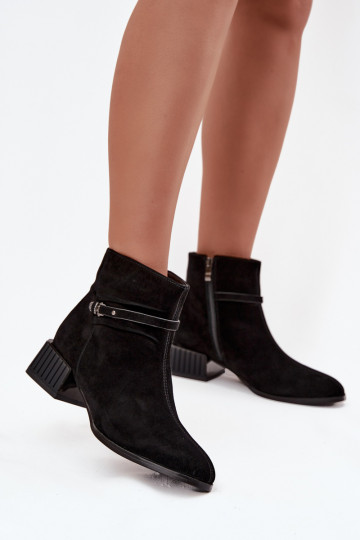 Botas femininas de cano curto de camurça sintética aquecidas Klocke D&A CR52-651 pretas