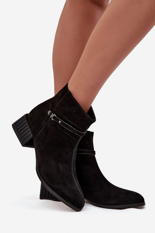 Botas femininas de cano curto de camurça sintética aquecidas Klocke D&A CR52-651 pretas