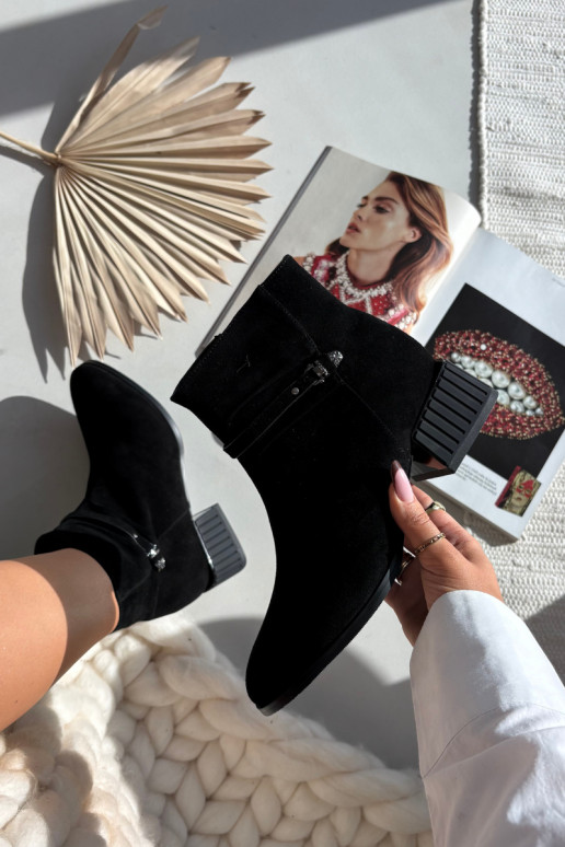 Botas femininas de cano curto de camurça sintética aquecidas Klocke D&A CR52-651 pretas