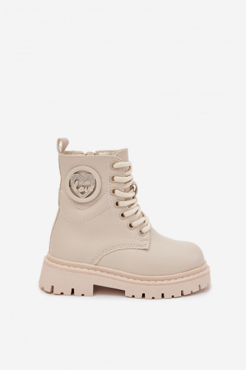 Botas infantis forrados com pelúcia interna e ornamentos LOVE, cor areia, Rosaira 2