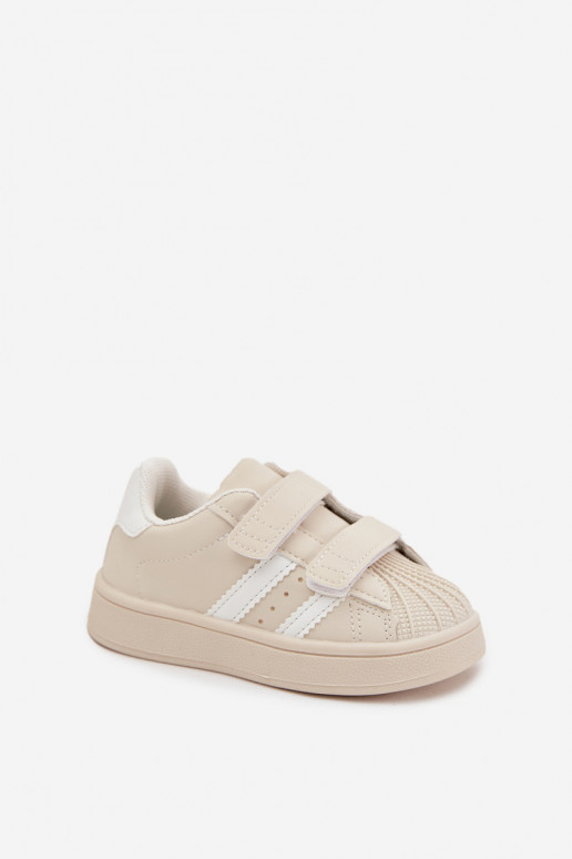 Ténis infantis modelo Sneakers em couro sintético, cor areia, Renel