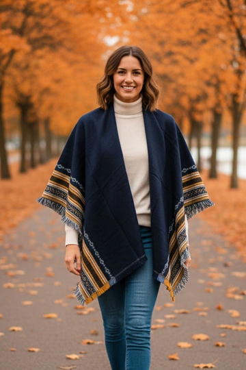 Cachecol azul marinho com...