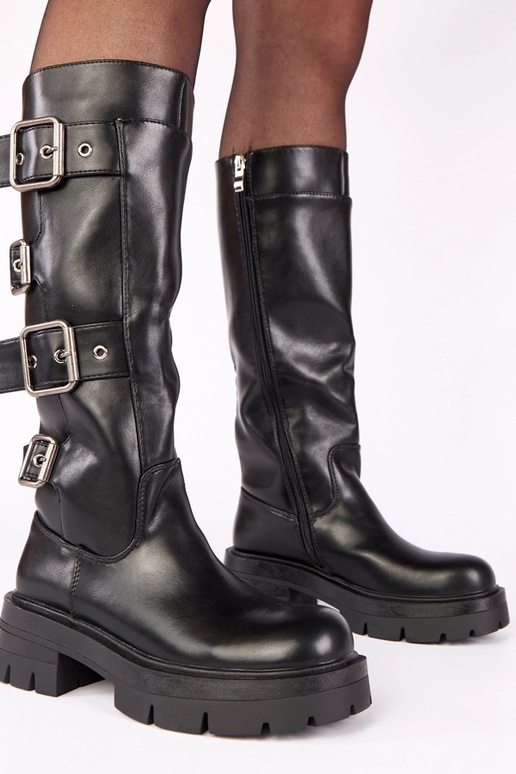 Botas de cano longo pretas com...