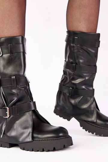 Botas pretas em plataforma com cano dobrado Colina 2