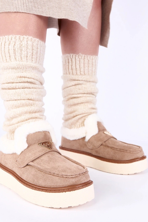 Mocassins sand quentes com pelagem Loafy