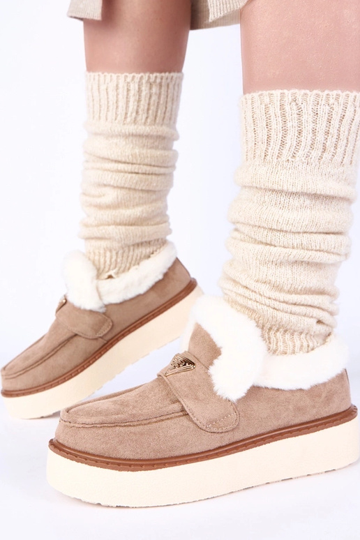 Mocassins sand quentes com pelagem Loafy