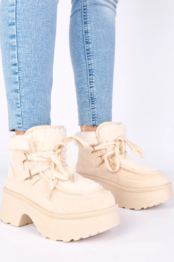Botas de neve sand com pelagem em plataforma Ziza