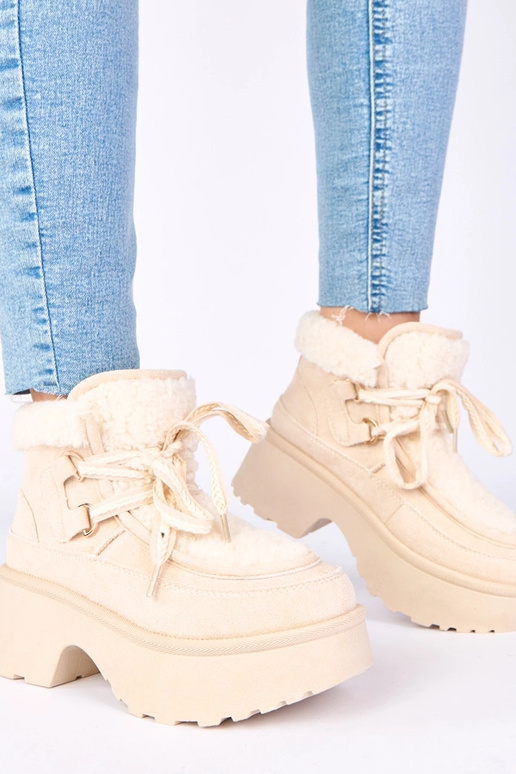 Botas de neve sand com pelagem em...