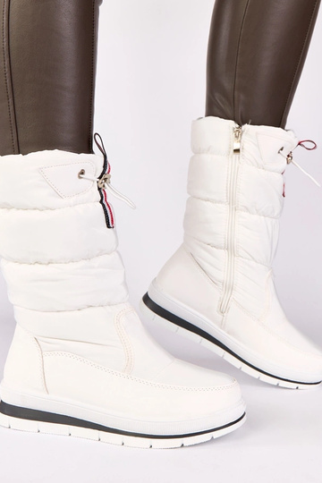 Botas de neve brancas com salto baixo e faixa elástica Sophie 2