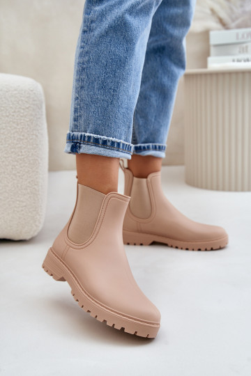 Botas de borracha FemininoElastycznymi EMstaParakami bege Ciariel