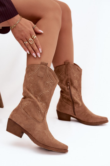 Botas de coParaboy femininas com salto aquecimento bege Lovelle