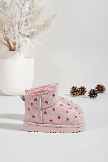 Botas de neve infantis com borboletas, na cor rosa Gracina