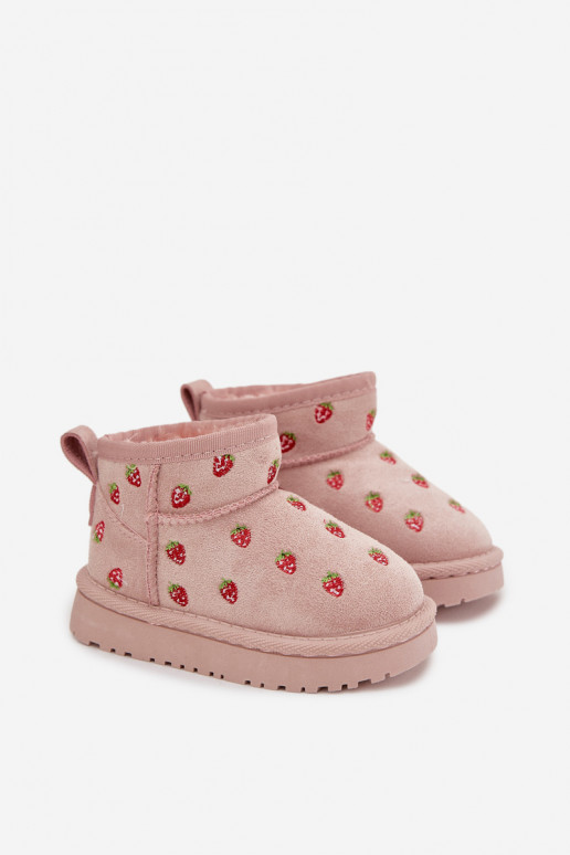 Botas de neve infantis com borboletas, na cor rosa Gracina