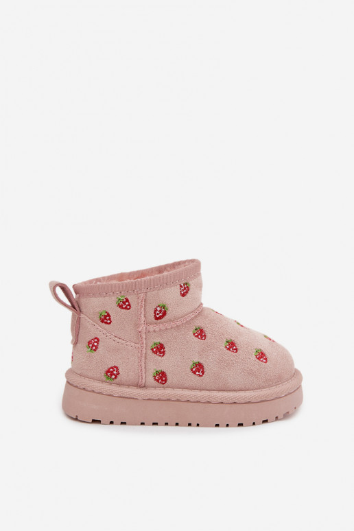 Botas de neve infantis com borboletas, na cor rosa Gracina
