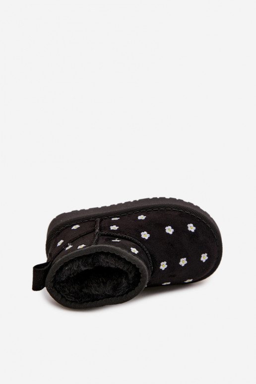 Botas de neve infantis com motivos florais, na cor preta Gracina