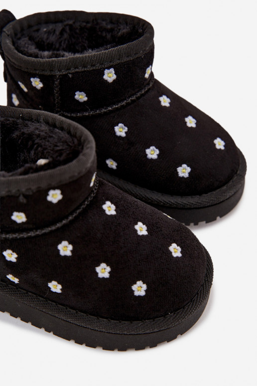 Botas de neve infantis com motivos florais, na cor preta Gracina