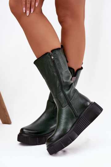 Zazoo 70121 Pele Feminino botas Com Vilna cor verde