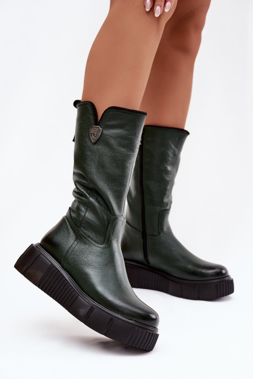 Zazoo 70121 Pele Feminino botas Com Vilna cor verde