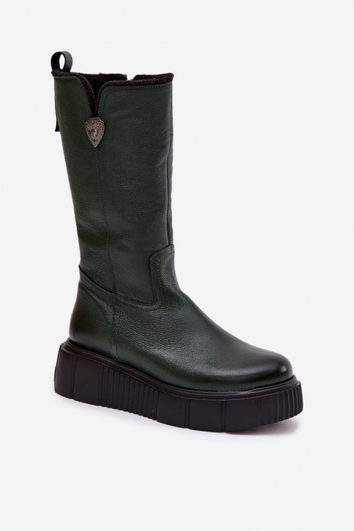 Zazoo 70121 Pele Feminino botas Com Vilna cor verde