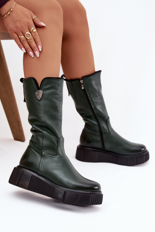Zazoo 70121 Pele Feminino botas Com Vilna cor verde
