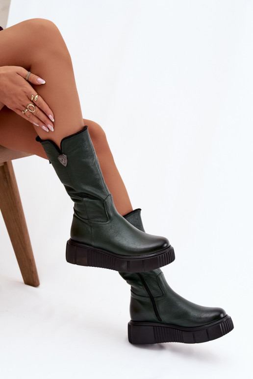 Zazoo 70121 Pele Feminino botas Com Vilna cor verde