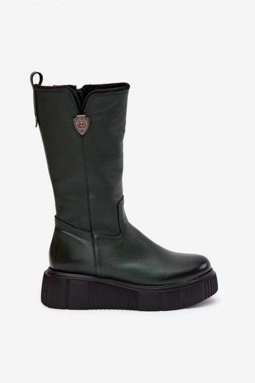 Zazoo 70121 Pele Feminino botas Com Vilna cor verde