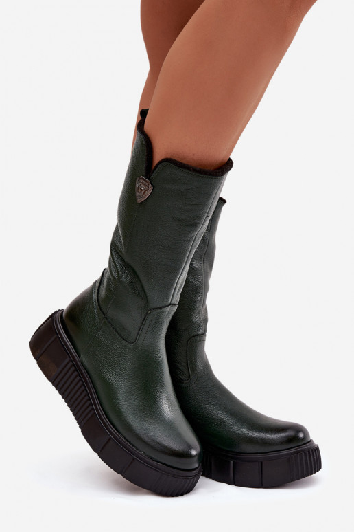Zazoo 70121 Pele Feminino botas Com Vilna cor verde