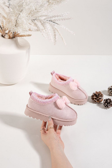 Botas de neve infantis com bordado e laço, na cor rosa Daven 2