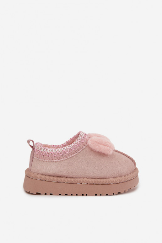 Botas de neve infantis com bordado e laço, na cor rosa Daven