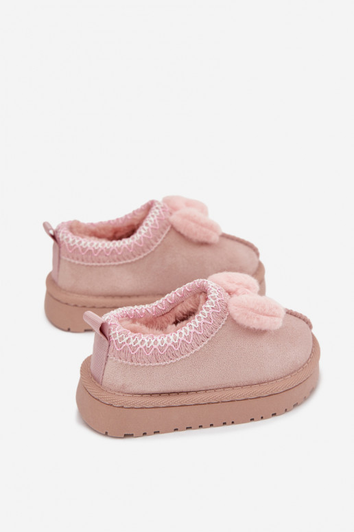 Botas de neve infantis com bordado e laço, na cor rosa Daven