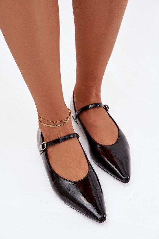 Bailarinas lacadas com alças cor preta Jarelle
