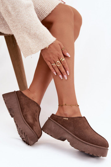 Botas de neve Baixo feminino com uma plataforma cor marrom Yrenna