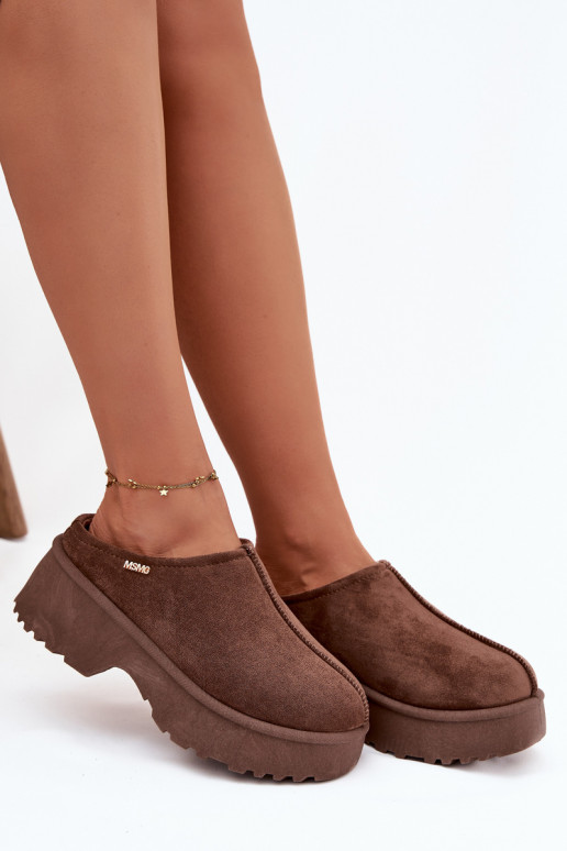 Botas de neve Baixo feminino com uma plataforma cor marrom Yrenna