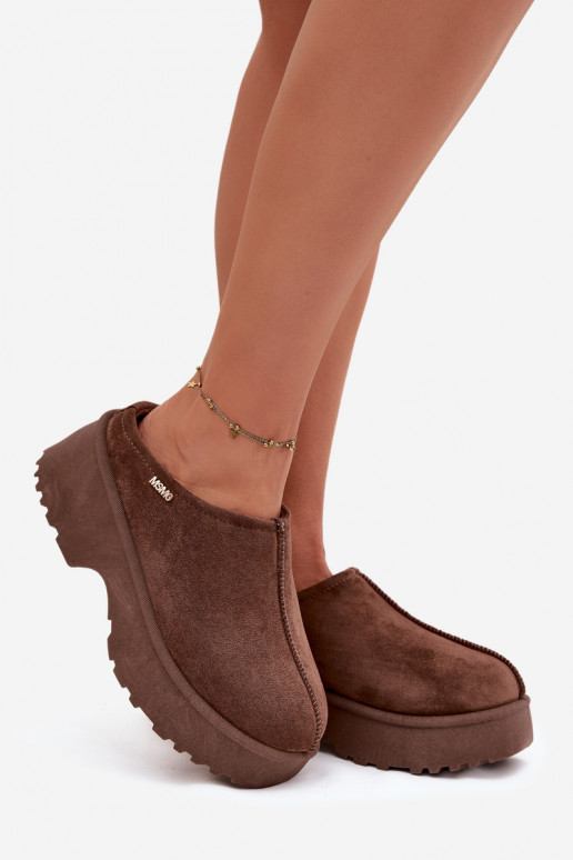 Botas de neve Baixo feminino com uma plataforma cor marrom Yrenna