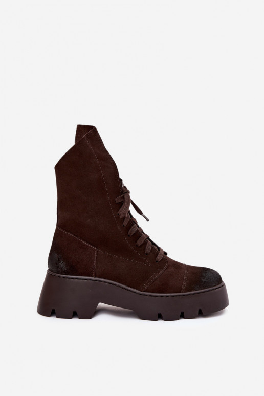 Botins de trabalho FemininoHabilitadoturalnego de camurçau Zazoo 976 CzekoladoParae